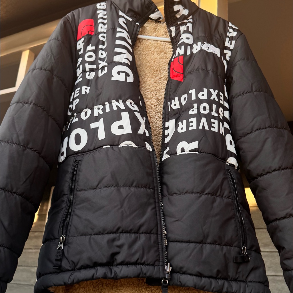 The North Face Black Jacket With Red And White Details